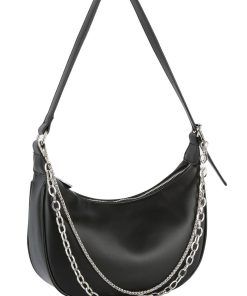 Black Chain Link Hobo Shoulder Handbag